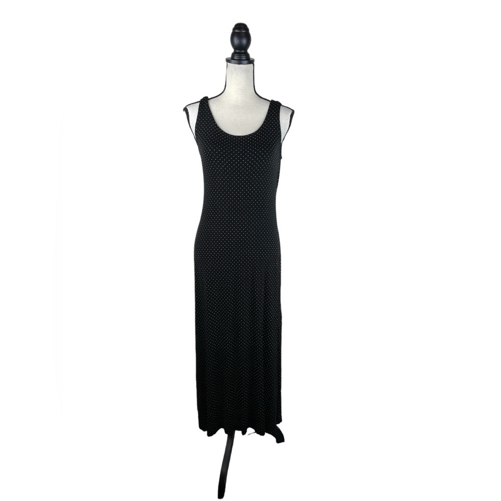 Vintage Stretchy Sleeveless Polka Dot Maxi Dress